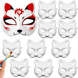 10 Stücke Maske Diy,Masken Zum Bemalen,Leere Maske,Weiße Papiermasken,Masken Zum - Bild 1 von 12