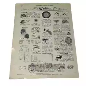 The Weber Fly Co Stevens Point Wisconsin Pesca Mosca De Colección Anuncio Impreso Original - Imagen 1 de 4