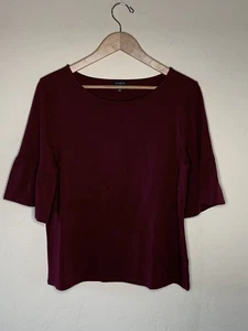 Top para mujer TALBOTS manga corta cuello redondo rayón suave L borgoña - Imagen 1 de 8