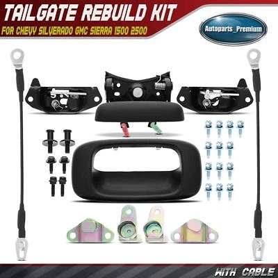 Kit de reconstrucción de herrajes de puerta trasera de metal con cable para Chevy Silverado GMC Sierra 1500 Foto 1 de 4