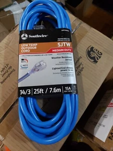 SOUTHWIRE SJTW 14/3 25 FT/7,6M BAJA TEMPERATURA EXTERIOR 15A SERVICIO MEDIO - Imagen 1 de 5