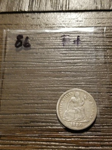 1886 Seated Liberty Dime F+ Cover
