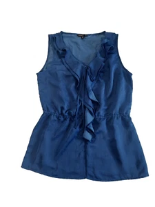 Banana Republic Beautiful Women's Ruffled Blue Top, NEW, Size M - Picture 1 of 14