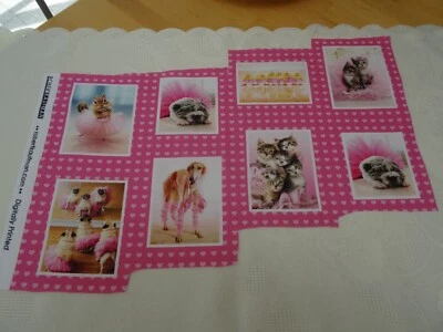 Schöner Stoff Baumwolle Witzige TIERE BALLETT 8x Bilder Patchwork Basteln DIY - Bild 1 von 4