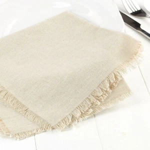 Set of 6 Natural Woven Linen Blend Square Napkins - Picture 1 of 3