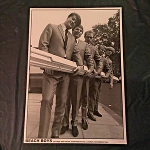 funny weird BEACH BOYS poster--LONDON 1964--vintage LUMBER SURFBOARD photo--NEW - Picture 1 of 1
