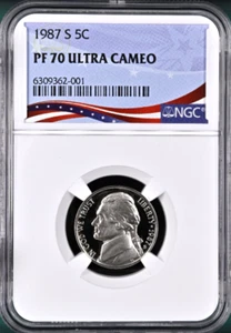 1987-S Proof Jefferson Nickel, Graded PF70UC by NGC * Extremely Low Population! - Picture 1 of 4