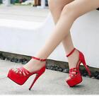 Womens Strappy Ankle Strap Platform Sandals High Heel Party Shoes pumps 