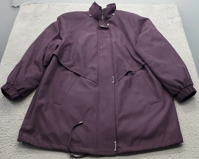 Fleet Street Jacket Womens 1X Purple Lined Double Collar Snap Front Full Zipper - Image 1 of 4