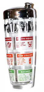 Vintage 1950s Glass Cocktail Shaker with Drink Recipes Mid Century Heavy Glass - Picture 1 of 7