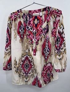 Chico's Womens Size 3 Button Up Pullover Blouse Tunic Shirt Polyester - Picture 1 of 5