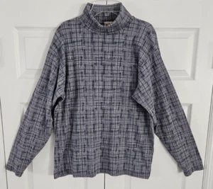 Vintage Woolrich Womens Sz XL Turtleneck Smoke Gray Abstract Windowpane Graphic - Picture 1 of 8
