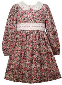 NEW Bonnie Jean Girls Size 2T "PINK ROSE FLORAL SMOCKED" Cotton Dress NWT