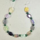Natural multi color Fluorite oval nuggets & mix Gemstone ball beads 9 inch Line
