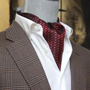 NWT Men's Cravat Ascot Reversible Maroon Striped Gift Box A123 - Picture 1 of 10