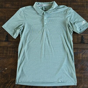Adidas adiPure Mint Green Striped Performance Golf Polo Shirt Mens M Stretch - Picture 1 of 8
