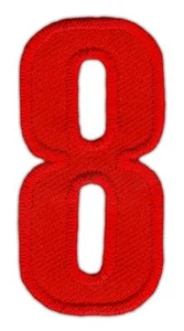 ao90★Número 8 Ocho Rojo Número Parche Imagen Planchado Aplicación Parche 2,5 x 5,0 cm - Imagen 1 de 1