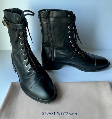 Кожаные боевые ботинки Stuart Weitzman Thalia размер США 10 черные - Изображение 1 из 4