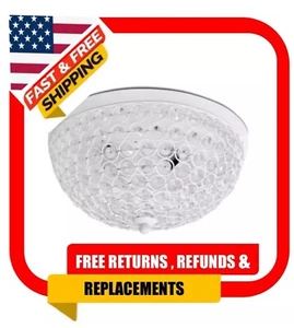 Elegant Designs Elipse 13 in. 2-Light White and Crystal Flush Mount - Picture 1 of 7