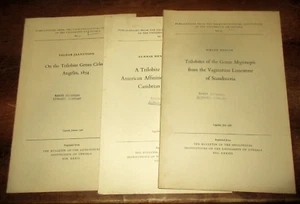 GEOLOGY PALEONTOLOGY THREE (3) REPORTS ON FOSSIL TRILOBITES NICE PLATES SWEDEN - Picture 1 of 4