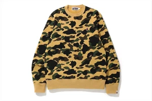 A BATHING APE BAPE 1° Mimetico Piccola Testa di Scimmia Girocollo Giallo AutenticoNuovo XL Giappone - Foto 1 di 12