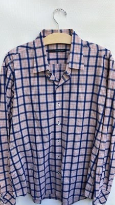 Zachary Prell Blue and Orange Casual Button Down Shirt - size L - Image 1 of 4