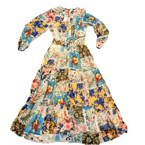 Anthropologie Neu mit Etikett The Somerset Maxikleid LS Stufen Chiffon Edition Blumenmuster Small - Bild 1 von 9