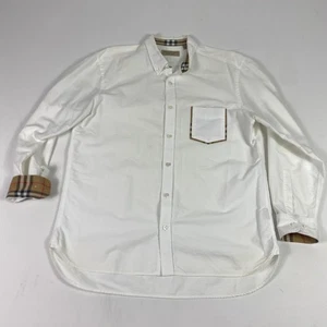 Camisa Burberry Para Hombre XL Blanca Abotonada Cuadros Nova Borde A Cuadros Manga Larga - Imagen 1 de 16