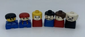 Lot Of 6 Vintage Lego Duplo Square Base Figures - Picture 1 of 4