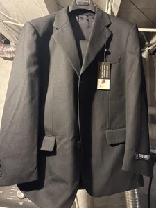 Eddie Domani 2 Piece Suit Mens  40 R S Black Wool Blend pants 34 x 30 brand new  - Picture 1 of 6