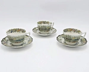 Ridgway Heritage -Pueblo de cedros - Escenas de los primeros Canadá - Juego de 3 tazas de té - Imagen 1 de 8