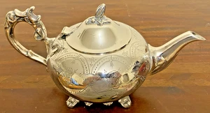 Ornate Vintage English Silver Plated Footed Tea Pot - Picture 1 of 6