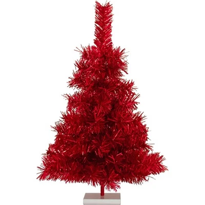 The Royal Red Tinsel Tree, Dense Full Christmas Tree with Stand Included - Image 1 of 4
