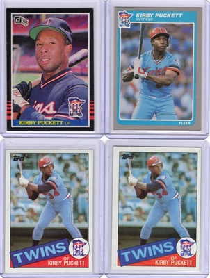 Lote de (4) tarjetas de novato Kirby Puckett 1985 lote de radiocontrol Fleer Topps Donruss casi nuevo-como nuevo Foto 1 de 2