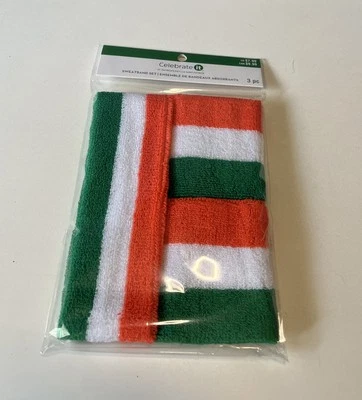 Irish Flag Headband & Wrist Band Set.  New. Celebrate It. Sweatband Set. - Image 1 of 4