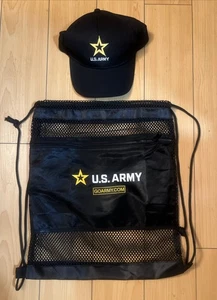 US Army Cap and Mesh Military Duffle Bag Black Backpack Gym Bag - Picture 1 of 8