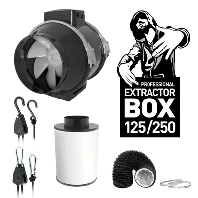 TRAFIKA Abluftset 125mm TT Lüfter Aktivkohlefilter Growbox Lüftung geruchsfrei - Bild 1 von 4