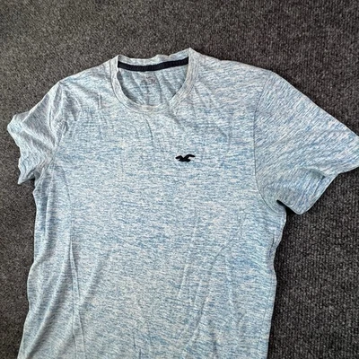 Hollister Must-Have Men S Heather navy/blue Short Sleeve Henley Shirt logo ECU - Image 1 of 4