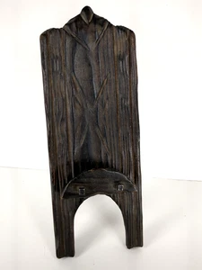 Vintage Lobeco Carved Wooden Display Stand Holder Gothic Black Wood Spain 12" - Picture 1 of 6