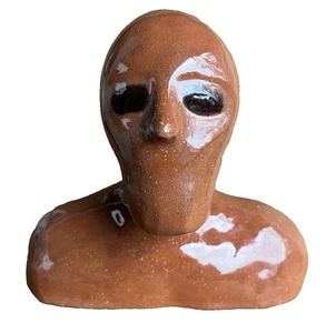 Antique Sewer Tile Bust Scary Man Redware Alien 1940s Modern Art Brut Folk Art - Picture 1 of 24