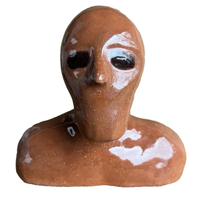 Antique Sewer Tile Bust Scary Man Redware Alien 1940s Modern Art Brut Folk Art - Image 1 of 4