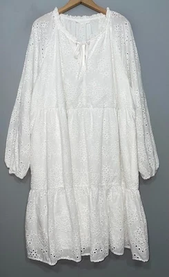 Adyson Parker White Eyelet Tiered Dress Plus Size 3X Romantic Wedding Bride Boho - Image 1 of 4