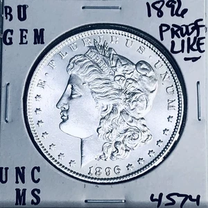 1896 BU GEM MORGAN SILVER DOLLAR UNC MS+++ U.S. MINT RARE COIN 4574 - Picture 1 of 3