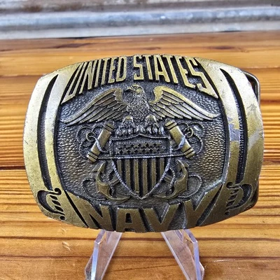 LATÓN ESTADOS UNIDOS NAVY HEBILLA CINTURÓN INDIANA METAL CRAFT 1980 Foto 1 de 4