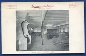 Savannah Line Ocean Steamship Co Musikzimmer Dampfer 1908 Postkarte - Bild 1 von 2