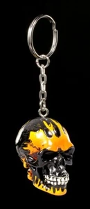 Totenkopf Schlüsselanhänger - Flammen Schädel - Gothic Totenschädel Accessoire - Bild 1 von 3