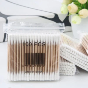 100X Wattestäbchen Dual Kopf Watteträger Holz Pflege Kosmetik Watte Kosmetik - Bild 1 von 11