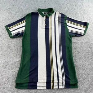 Vintage Trader Bay Polo Shirt Mens Large Pique Blue Green Ivory Striped Casual - Picture 1 of 11