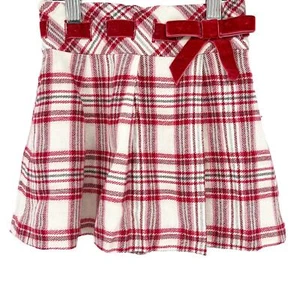 JANIE AND JACK Toddler Girls Plaid Bow Detail Pleated Holiday Skirt Size 3T - Picture 1 of 5