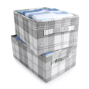 2pcs Storage Baskets Closet Storage Organizer Bins With Handles Foldable Large F - Picture 1 of 7